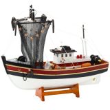 Modelo decorativo de barco pesquero con red 38x31cm