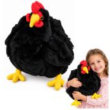 Peluche de gallina negra de 40 cm con su textura suave