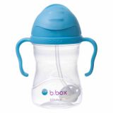 Botella B.box 240ml con pajita en color azul perfecta para bebés.