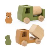 Juego de coches de construcción de animales de madera Trixie