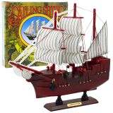 Modelo Decorativo de Barco de Vela Tres Mástiles Burdeos