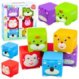 Juego de bloques de goma suave con animales educativos - 6 piezas