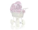 Carrito de Muñecas My Sweet Baby de Mimbre con Ropa Rosa