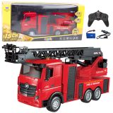 Camión de bomberos R/C escalera extensible Huina 1:18 vista frontal