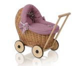 Cochecito de Muñeca My Sweet Baby de Mimbre con Ropa Rosa