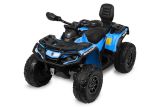 Vehículo eléctrico Toyz Can-Am Outlander azul con cinturones de seguridad.