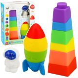 Set de Bloques de Goma Coloridos en Torre Cohete, 11 pcs