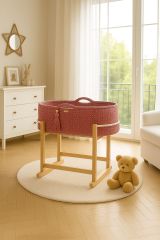 Set de Moisés Crochet con Patas Mecedora – Color Rosa Pétalo