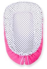 Baby Nest Double-sided Premium Cocoon For Infants Bobono- Balck Dots/ Dark Pink
