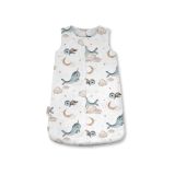 Saco de dormir de bambú Waldin en color blanco con diseño de ballenas.