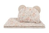 Set para Carrito Bebé Velvet Bloom Beige – Edredón y Almohada Reversibles