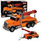 Camión de asistencia con grúa de Lean toys en color naranja