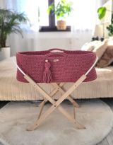 Set de Moisés Boho Hecho a Mano My Sweet Baby - Rosa Burdeos - Incluye Patas