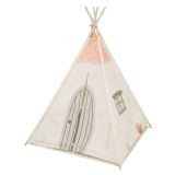 Teepee de madera Kikkaboo con alfombra acolchada - Casa Beige