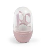 Set de cuidado de uñas para bebé Babyono rosa con tijeras, alicates y lima de vidrio