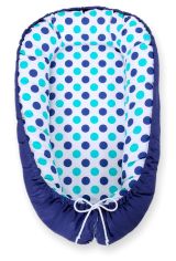 Baby Nest Double-sided Premium Cocoon For Infants Bobono- Mint-turquoise Dots