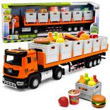 Camión de transporte de comida naranja con luces y sonidos