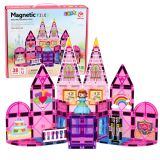 Bloques magnéticos de construcción del castillo de princesa con piezas coloridas.
