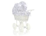 Carrito de muñecas My Sweet Baby de mimbre con ropa blanca y negra
