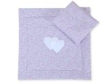 Pram Bedding Set With Duvet And Pillow 2pcs - Hearts Pink Flowers