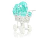 Carrito de muñecas My Sweet Baby de mimbre con ropa de cama