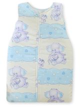 Cotton Sleeping Bag For Children, Size M, 6-12 Months, Tog 2.5, All-season, Blue Elephants