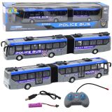 Autobús articulado de policía RC con luces LED y control remoto.