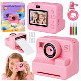 Cámara digital rosa para niños con impresora instantánea