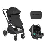 Cochecito 3 en 1 Eloe Negro de Kikkaboo con característica transformable.