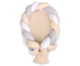 Nido trenzado 2 en 1 My Sweet Baby - Blanco, gris y beige