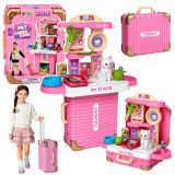 Maletín veterinario de Lean toys con gatos y accesorios de cuidado.