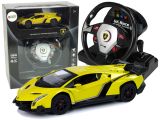 Coche a control remoto Lamborghini Veneno Amarillo con luz encendida.