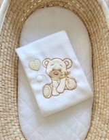 Manta de Fleece para Bebés - My Sweet Baby - Oso con Lazo Blanco