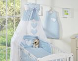 Juego de Cuna 5 Piezas My Sweet Baby con Dosel Corazones Azules