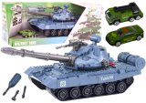 Tanque militar de juguete desmontable azul con orugas negras