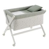 Minicuna Tijera Madera Calma Verde/blanco 55x87x74 Cm - Cambrass