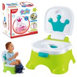 Orinal interactivo musical verde con corona azul 5 en 1 LEAN Toys vista frontal