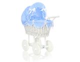 Carrito de Muñeca My Sweet Baby de Mimbre Natural con Cama Azul