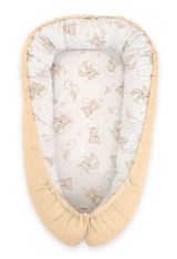 Baby Nest Double-sided Premium Cocoon For Infants Bobono- Rainbow Beige Bear/ Beige