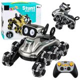 Perro robot teledirigido plata con características interactivas