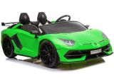 Coche eléctrico Lamborghini Aventador SX2028 en verde con diseño deportivo.