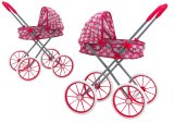 Cochecito de Muñecas Plegable con Ruedas Grandes Corazones Rosa