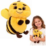 Peluche de abeja amarillo, juguete suave para abrazar.