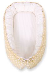 Baby Nest Double-sided Premium Cocoon For Infants Bobono- White Dots On Beige/ Beige Strips