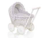 Carrito de muñecas de mimbre My Sweet Baby con ropa gris