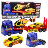 Camión de rescate de Lean toys con helicóptero y coche de rescate