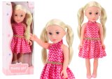 Muñeca Grande con Vestido Rosa y Coletas Rubias 46cm