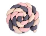 Knot Bumper XXL My Sweet Baby: Protector de Cuna Beige/Antracita/Rosa