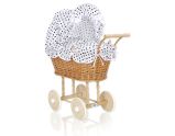 Carrito de Muñecas My Sweet Baby, Mimbre Natural con Ropa
