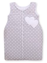 Cotton Sleeping Bag For Children, Size M, 6-12 Months, Tog 2.5, All-season, Hearts Dots On Grey
